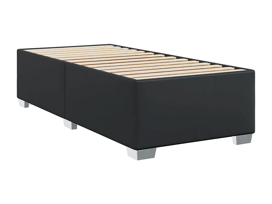 Cama com molas/colchão 100x200 cm couro artificial preto