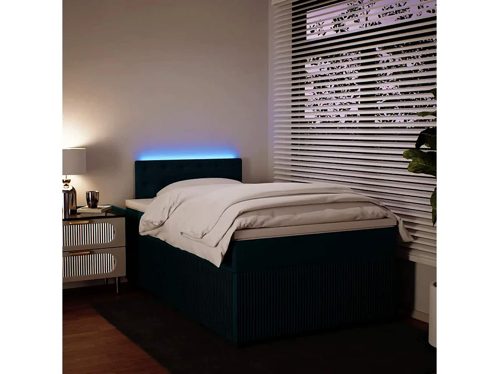 Boxspringbett mit Matratze Blau 120x200 cm Samt