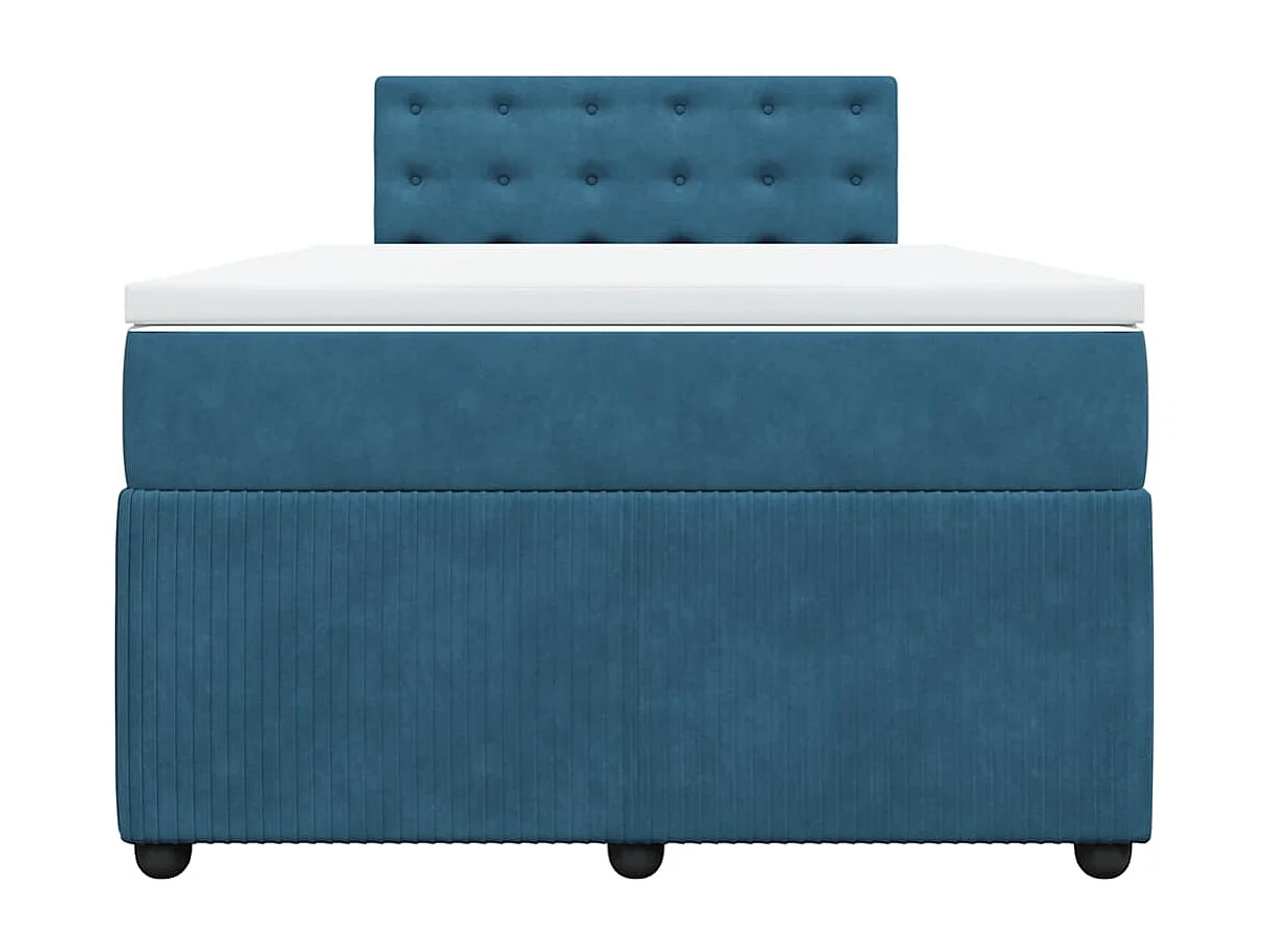 Boxspringbett mit Matratze Blau 120x200 cm Samt
