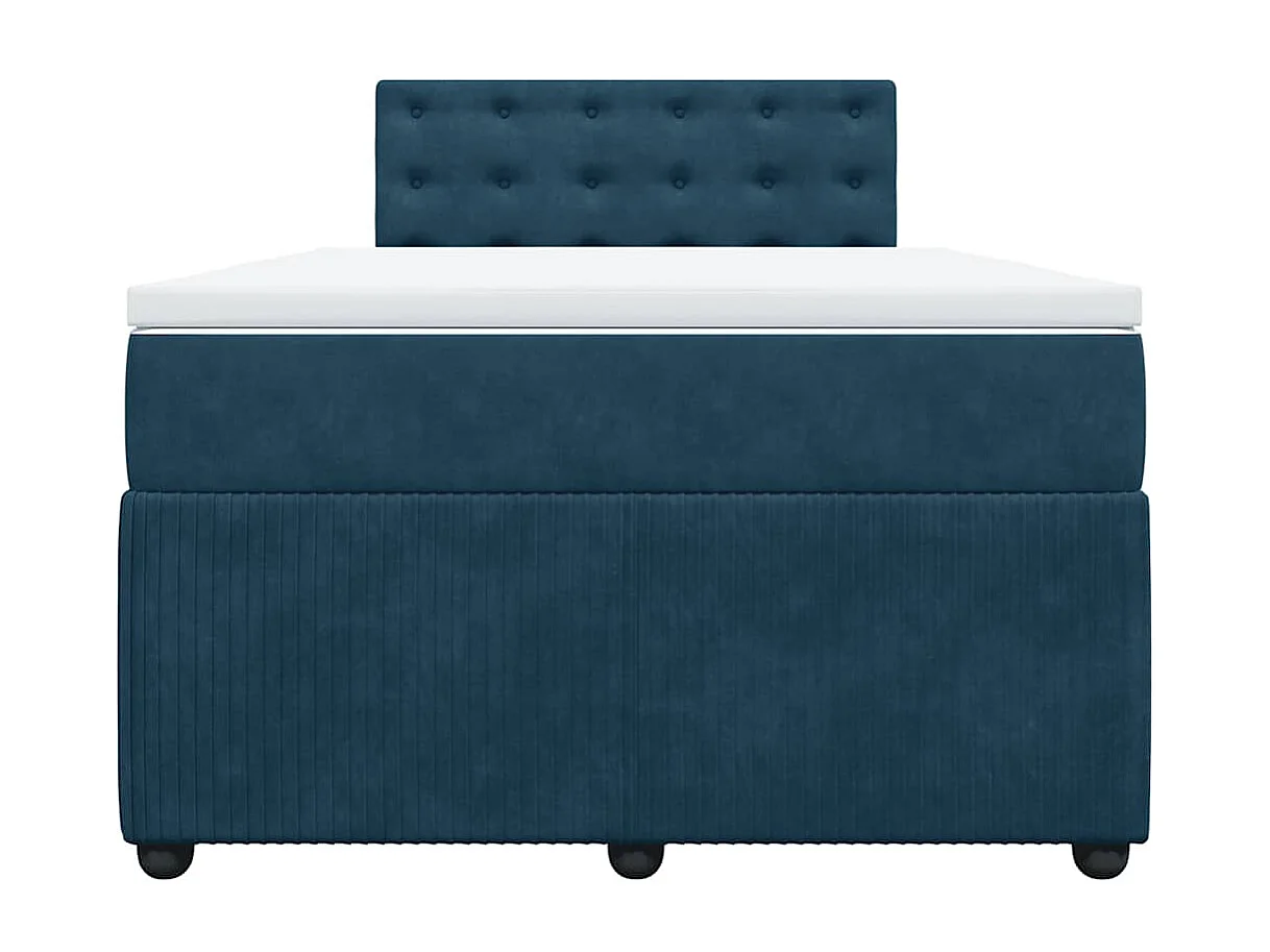 Sommier à lattes de lit et matelas bleu 120x200 cm velours