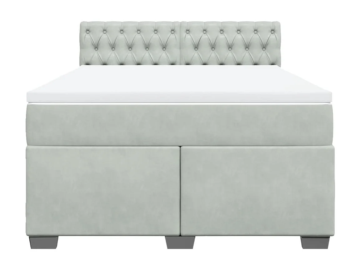 Boxspringbett mit Matratze Hellgrau 140x190 cm Samt