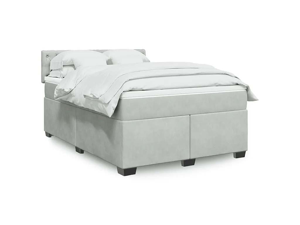 Giroletto a Molle con Materasso Grigio Chiaro 140x190cm Velluto