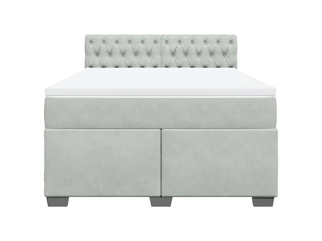 Giroletto a Molle con Materasso Grigio Chiaro 140x190cm Velluto