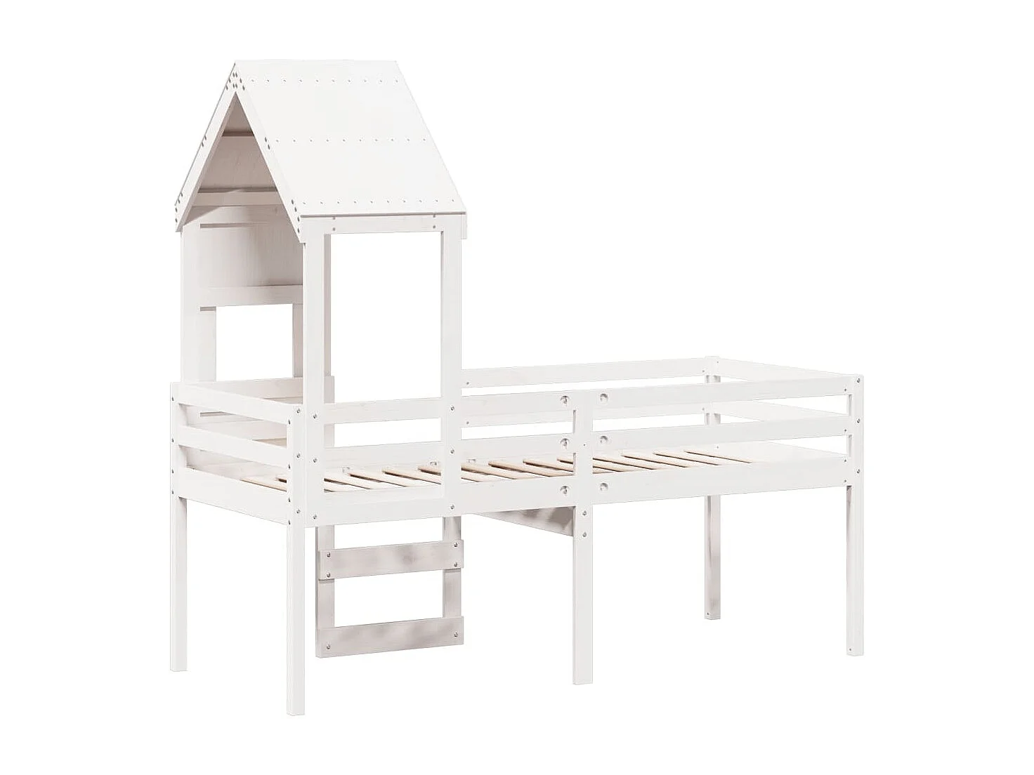 Lit haut sans matelas blanc 90x190 cm bois de pin massif