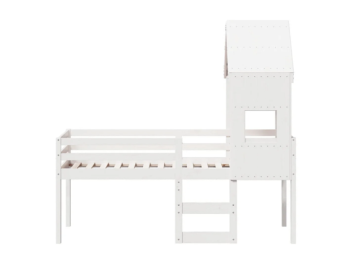 Cama alta com telhado 90x190 cm pinho maciço branco