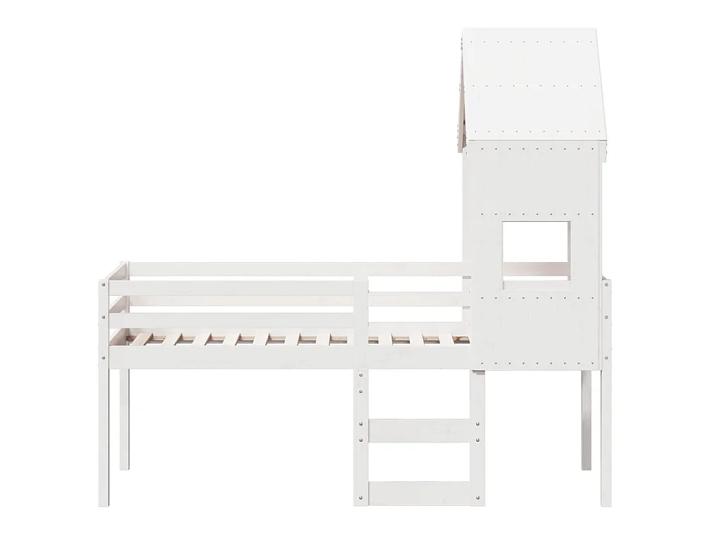 Lit haut sans matelas blanc 90x190 cm bois de pin massif