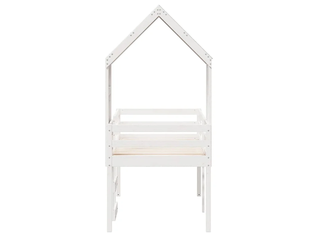 Lit haut sans matelas blanc 90x190 cm bois de pin massif