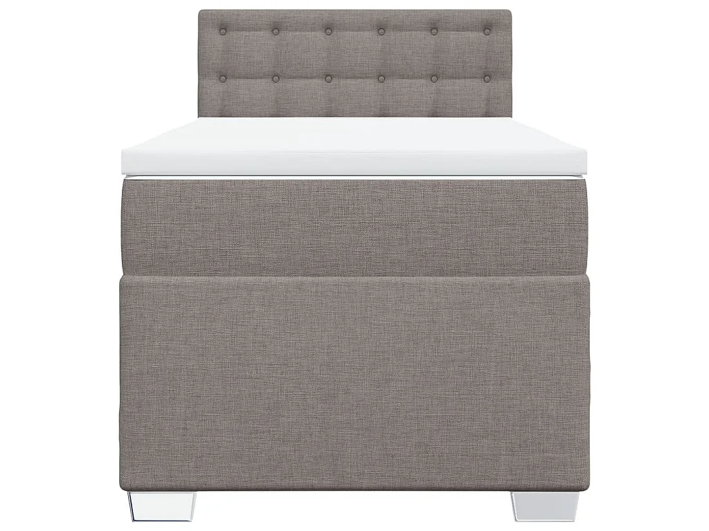 Cama box spring con colchón tela gris taupe 90x190 cm