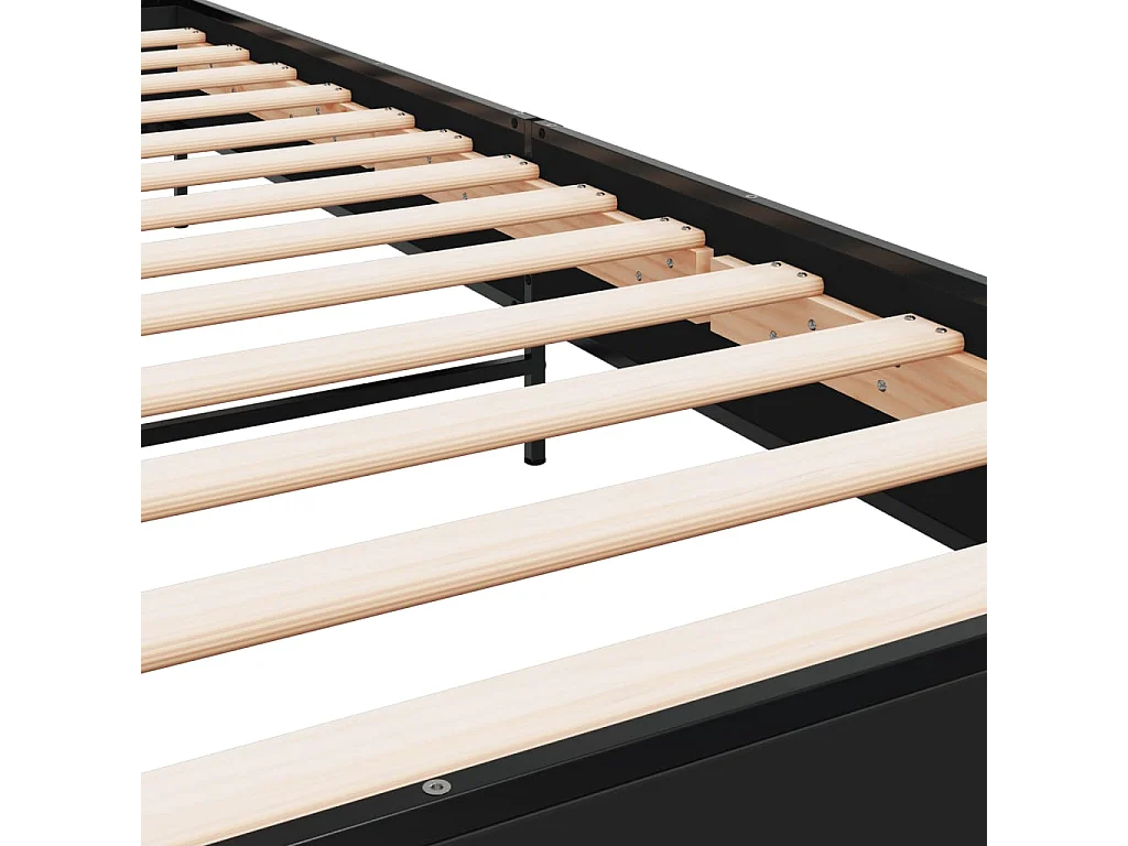 Bedframe bewerkt hout en metaal zwart 75x190 cm
