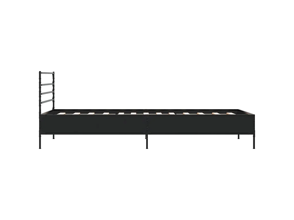 Bedframe bewerkt hout en metaal zwart 75x190 cm