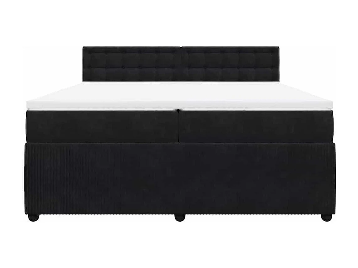 Sommier à lattes de lit et matelas Noir 200x200 cm Velours