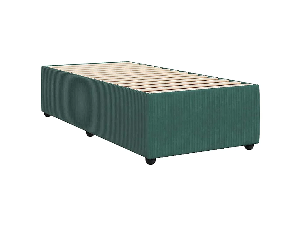 Cama box spring con colchón terciopelo verde oscuro 100x200 cm
