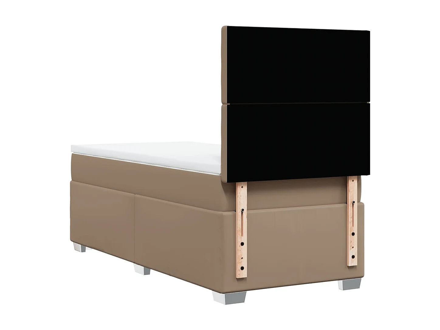 Cama box spring con colchón cuero sintético capuchino 90x190 cm