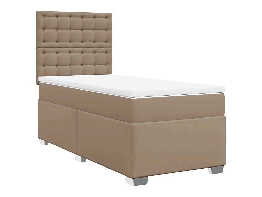 Cama com molas/colchão 90x190 cm couro artificial cappuccino