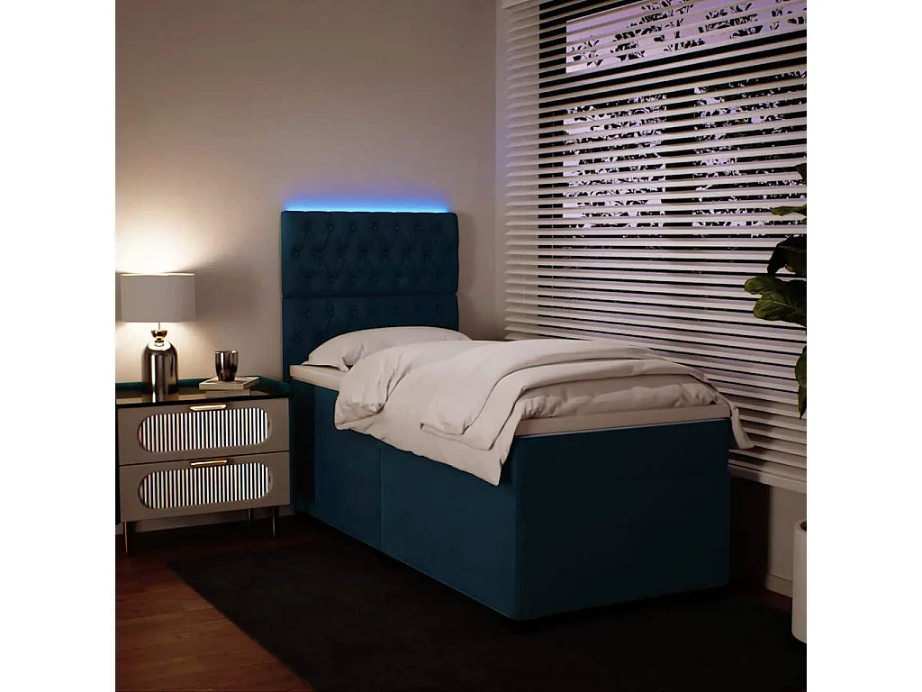 Cama boxspring com colchão 80x200 cm veludo azul