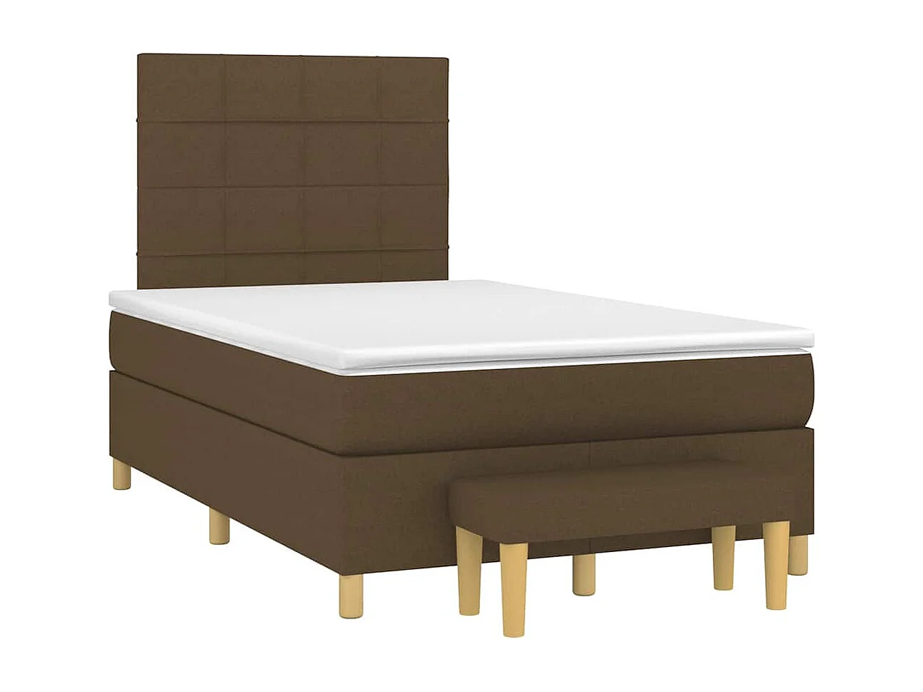 Giroletto a Molle con Materasso Marrone Scuro 120x190cm Tessuto