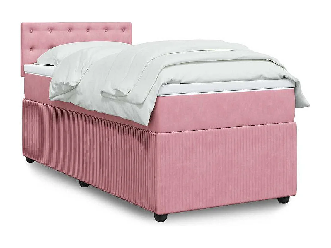 Boxspring met matras fluweel roze 100x200 cm