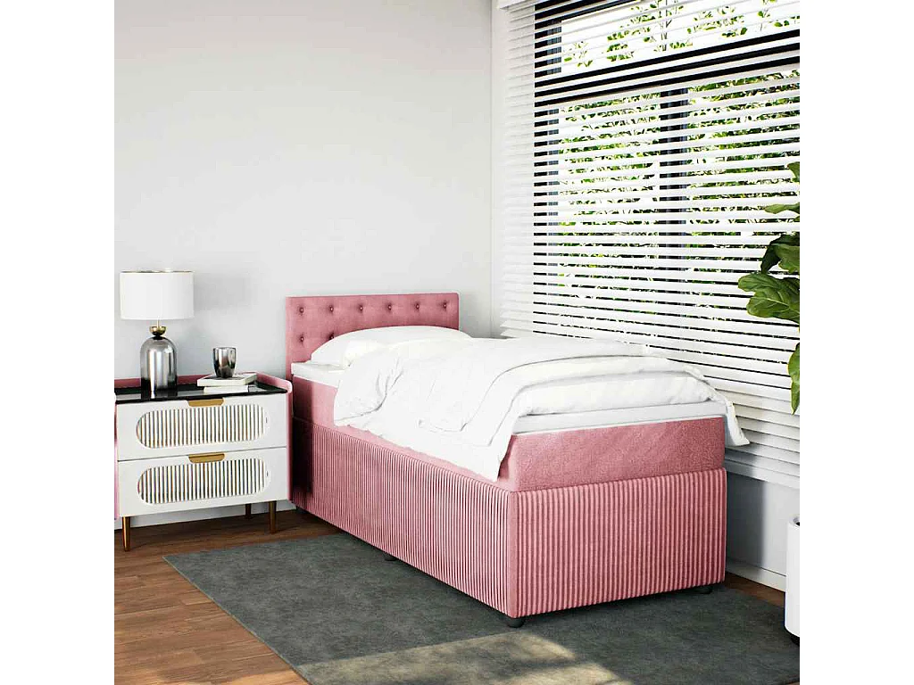 Boxspring met matras fluweel roze 100x200 cm