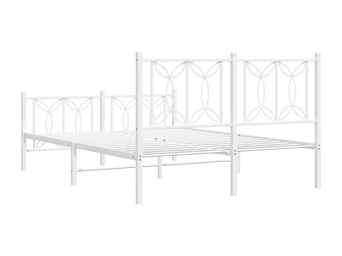 Bedframe met hoofd- en voeteneinde metaal wit 135x190 cm