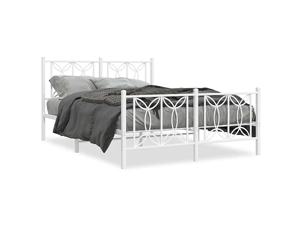 Bedframe met hoofd- en voeteneinde metaal wit 135x190 cm