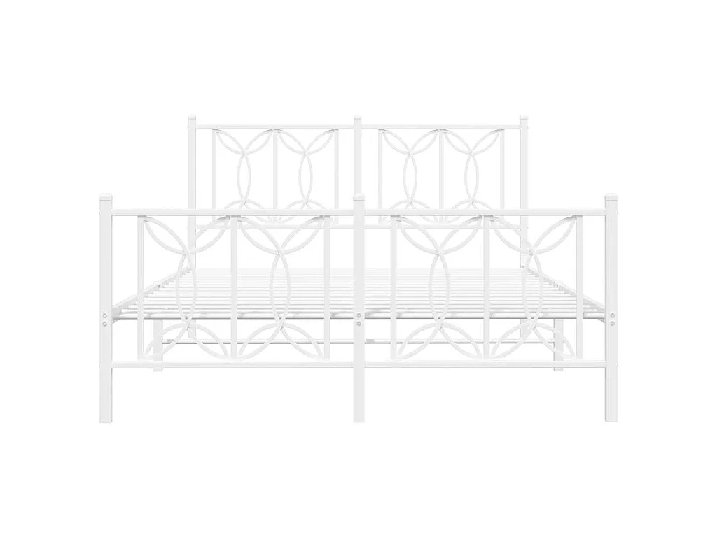 Bedframe met hoofd- en voeteneinde metaal wit 135x190 cm