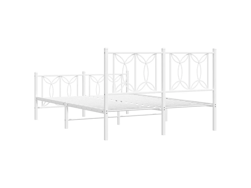 Bedframe met hoofd- en voeteneinde metaal wit 135x190 cm
