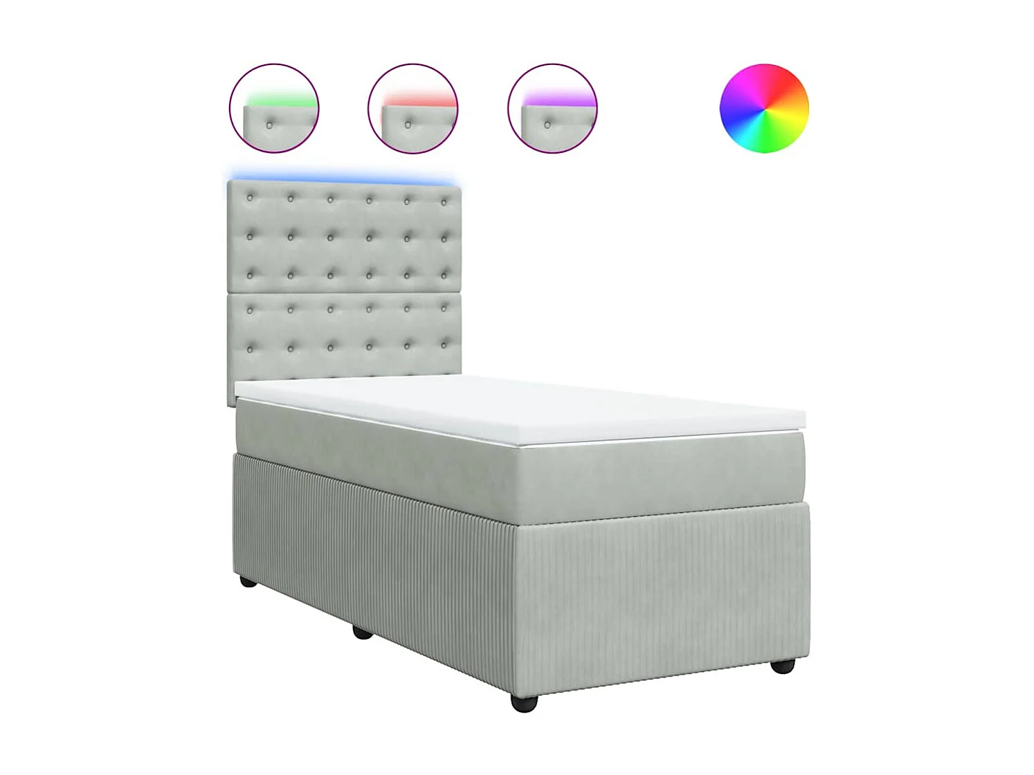 Sommier à lattes de lit et matelas Gris clair 100x200cm Velours