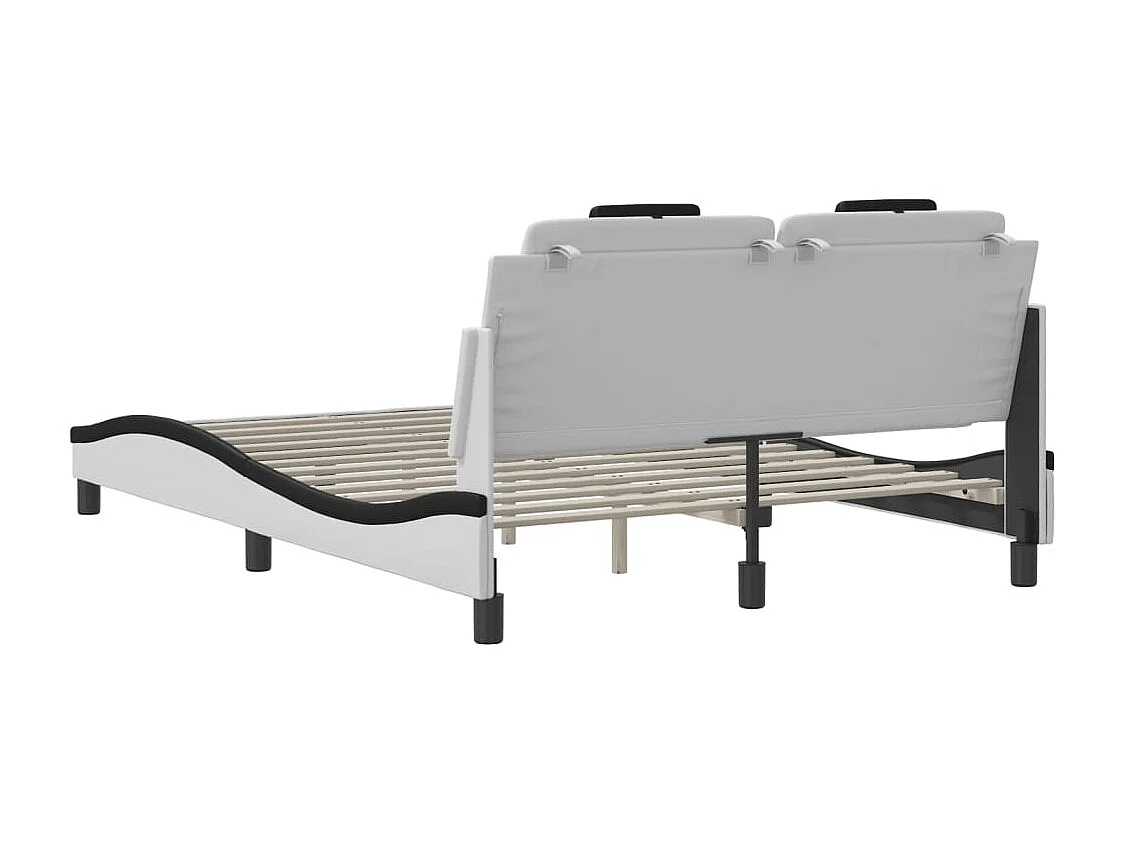 Cadre de lit Viana sans matelas blanc et noir 140x200 cm similicuir