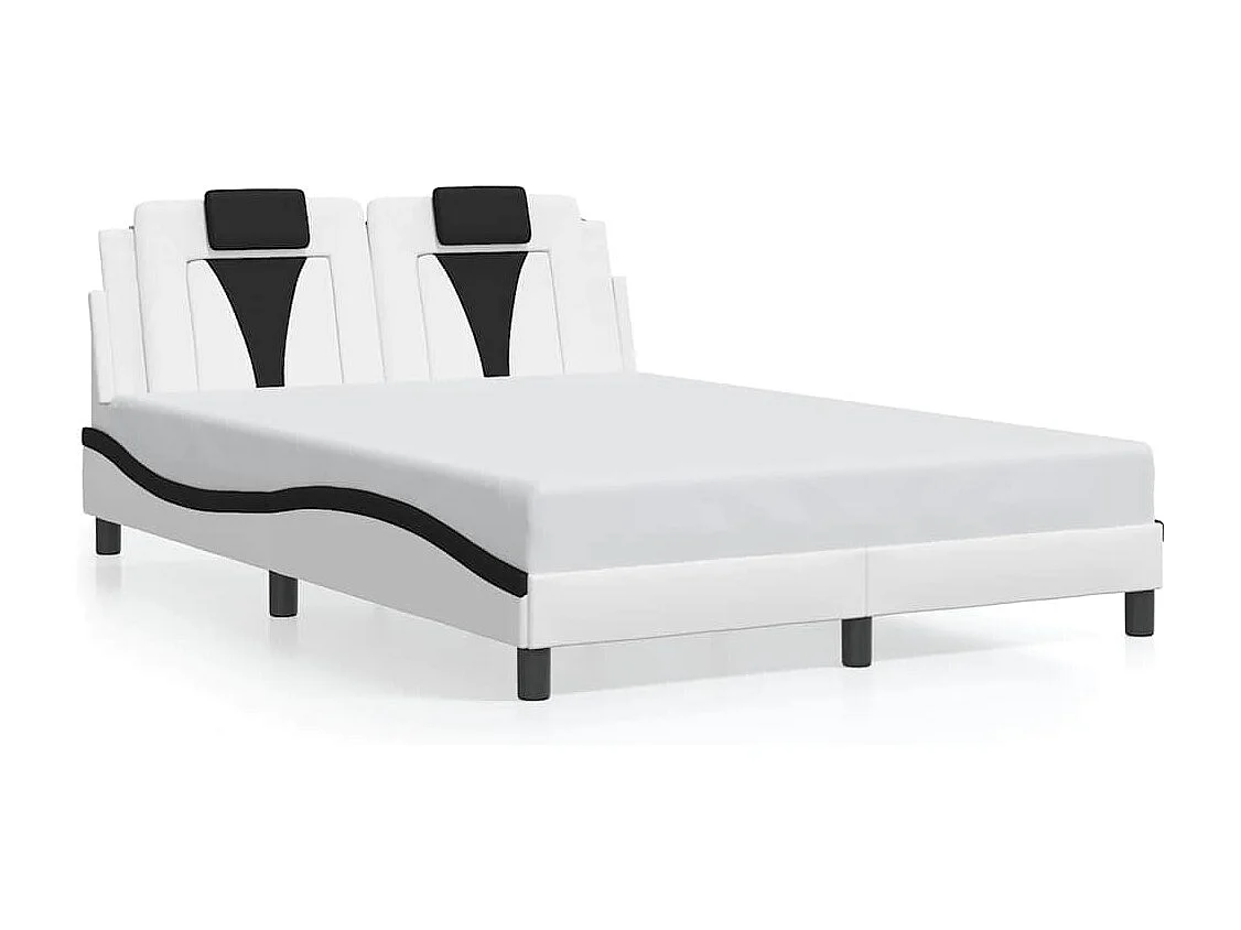 Cadre de lit Viana sans matelas blanc et noir 140x200 cm similicuir