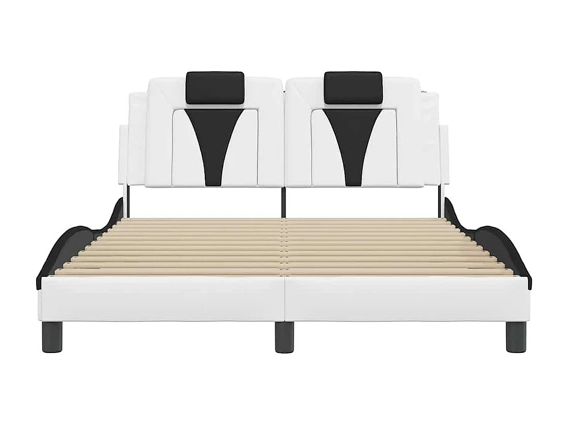 Cadre de lit Viana sans matelas blanc et noir 140x200 cm similicuir