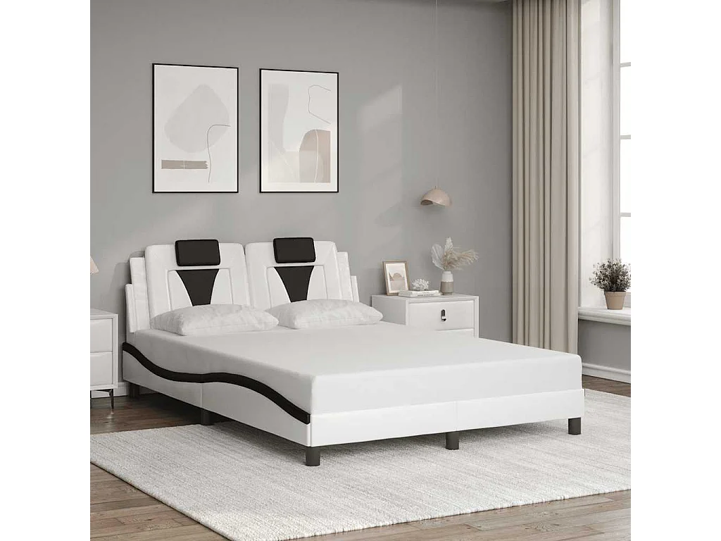 Giroletto Viana senza Materasso Nero e Bianco 140x200 cm in Similpelle
