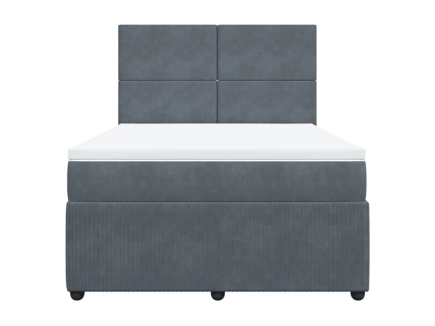 Giroletto a Molle con Materasso Grigio Scuro 140x200 cm Velluto