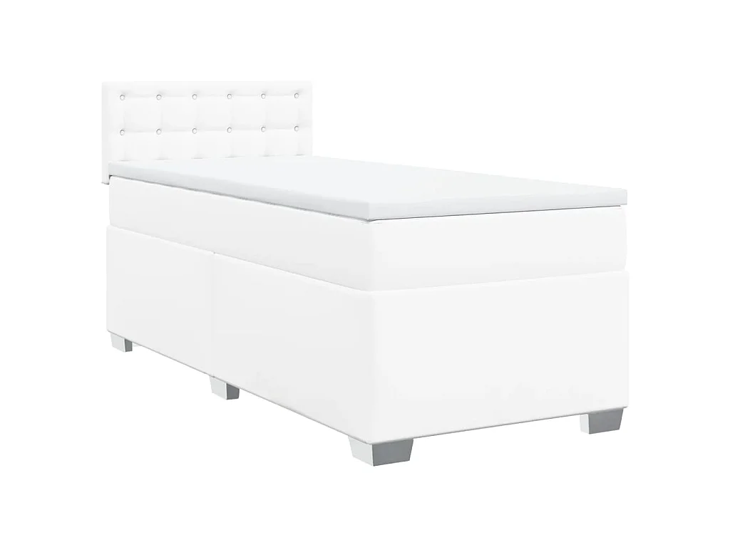 Sommier à lattes de lit avec matelas Blanc 90x190 cm Similicuir