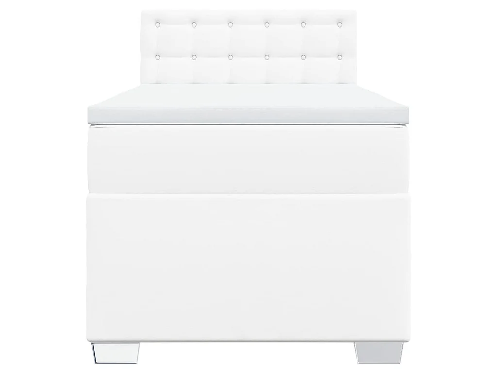 Sommier à lattes de lit avec matelas Blanc 90x190 cm Similicuir