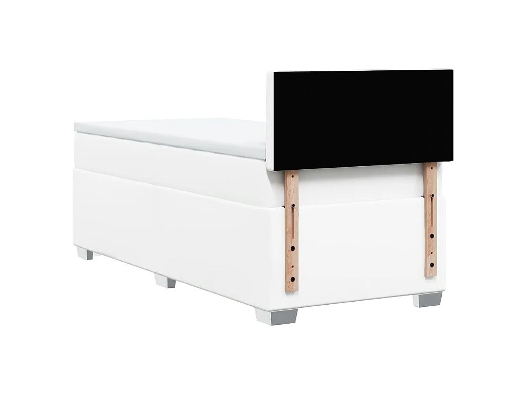 Sommier à lattes de lit avec matelas Blanc 90x190 cm Similicuir