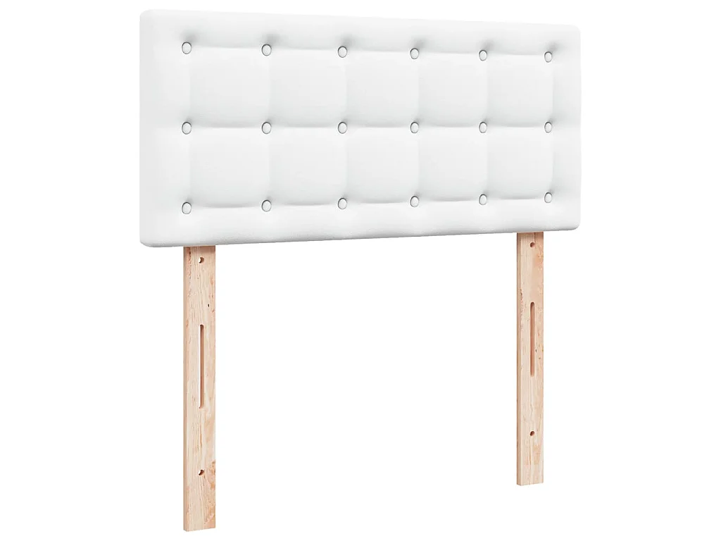 Sommier à lattes de lit avec matelas Blanc 90x190 cm Similicuir