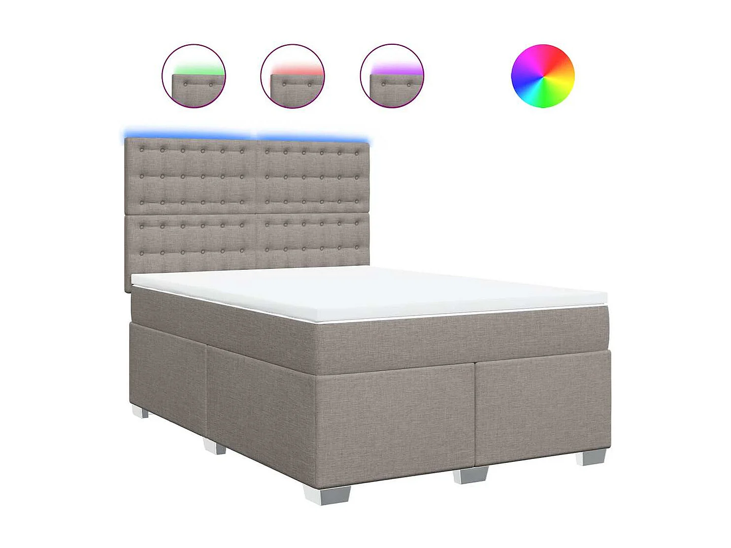 Sommier à lattes de lit avec matelas Taupe 140x190 cm Tissu