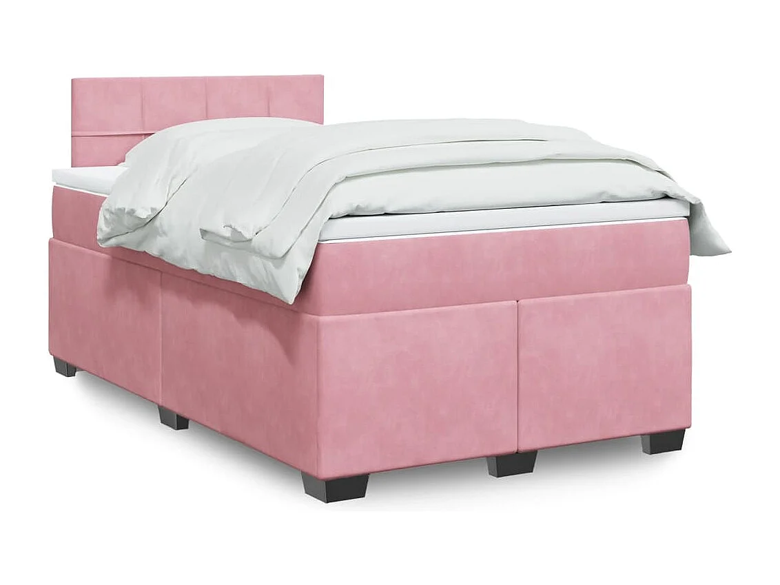 Cama boxspring com colchão 120x200 cm veludo rosa