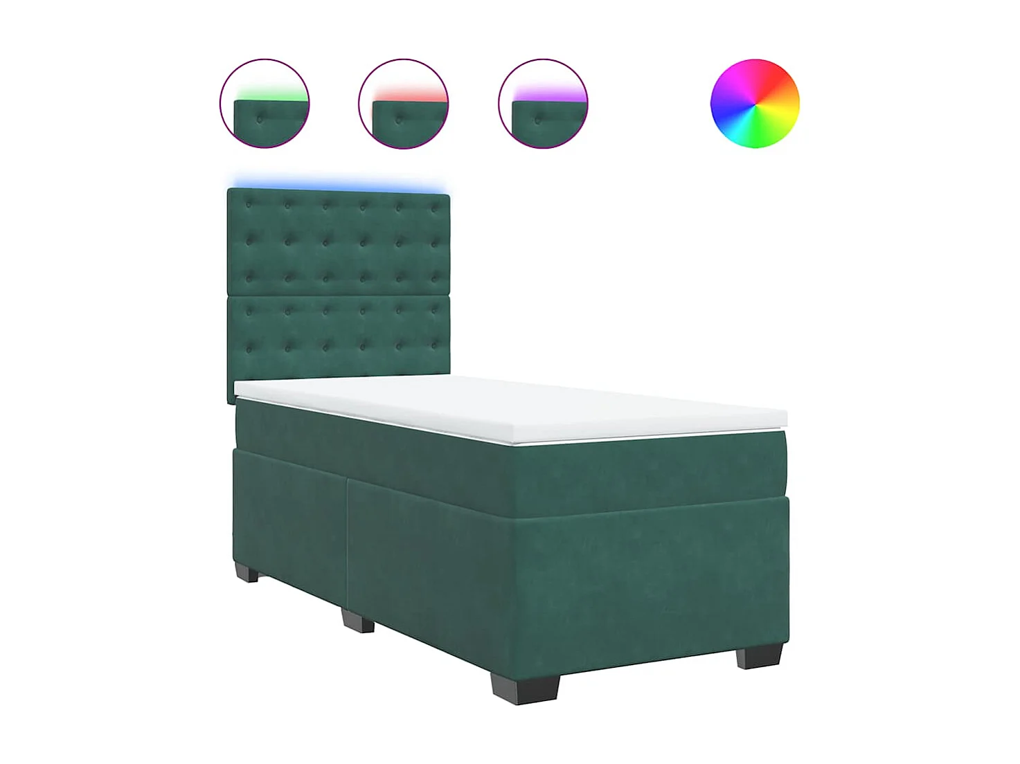 Cama com molas/colchão 90x190 cm veludo verde-escuro