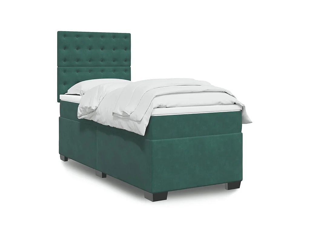 Sommier à lattes de lit avec matelas Vert foncé 90x190 cm