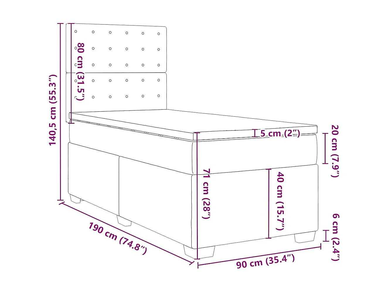 Boxspring met matras fluweel donkergroen 90x190 cm