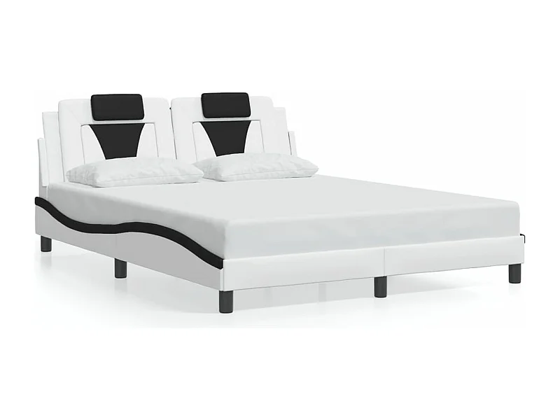 Bedframe "Viana" zonder matras kunstleer zwart en wit 160x200 cm