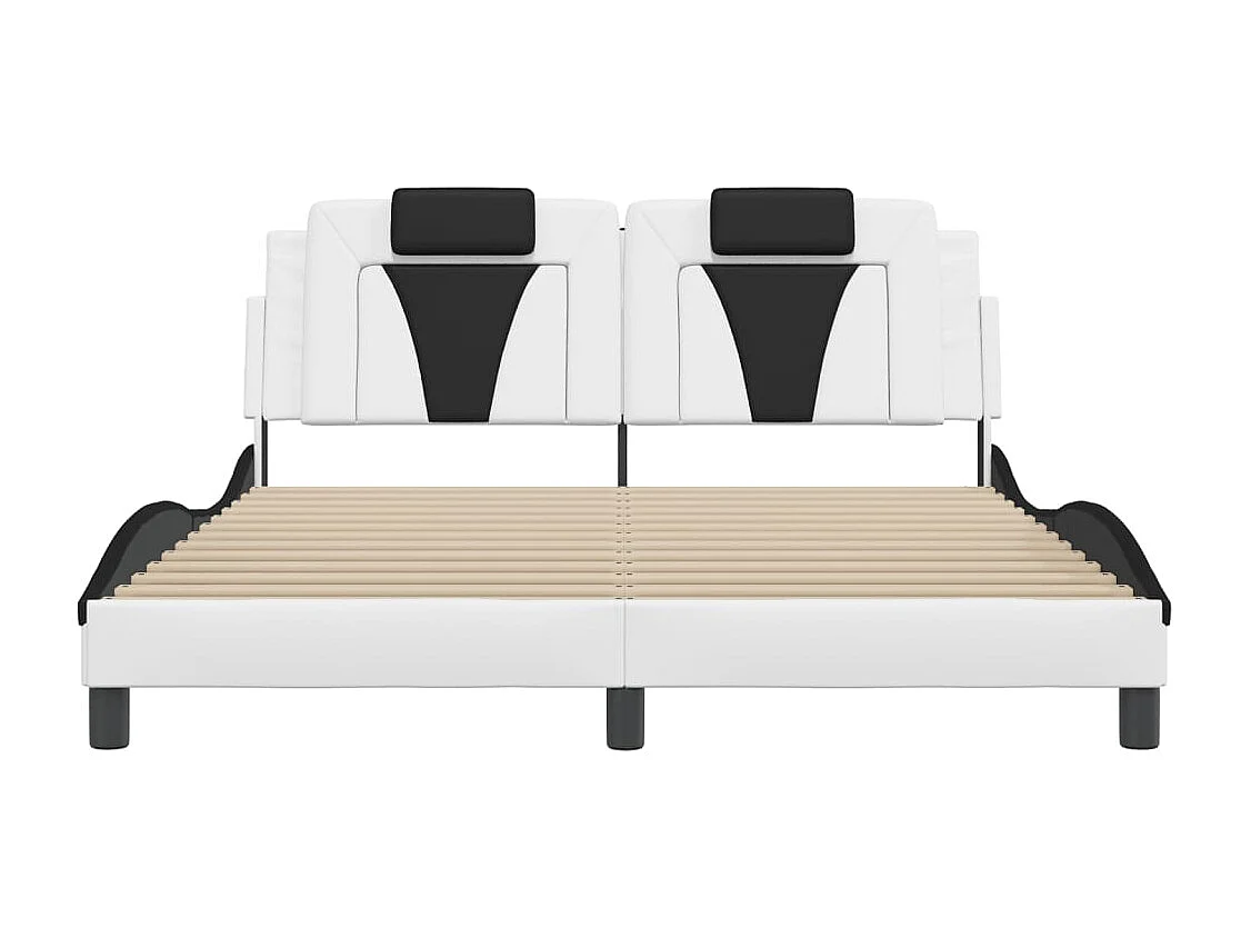 Bedframe "Viana" zonder matras kunstleer zwart en wit 160x200 cm