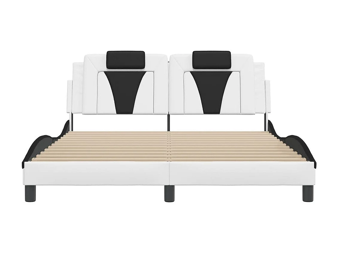 Cadre de lit Viana sans matelas blanc et noir 160x200 cm similicuir