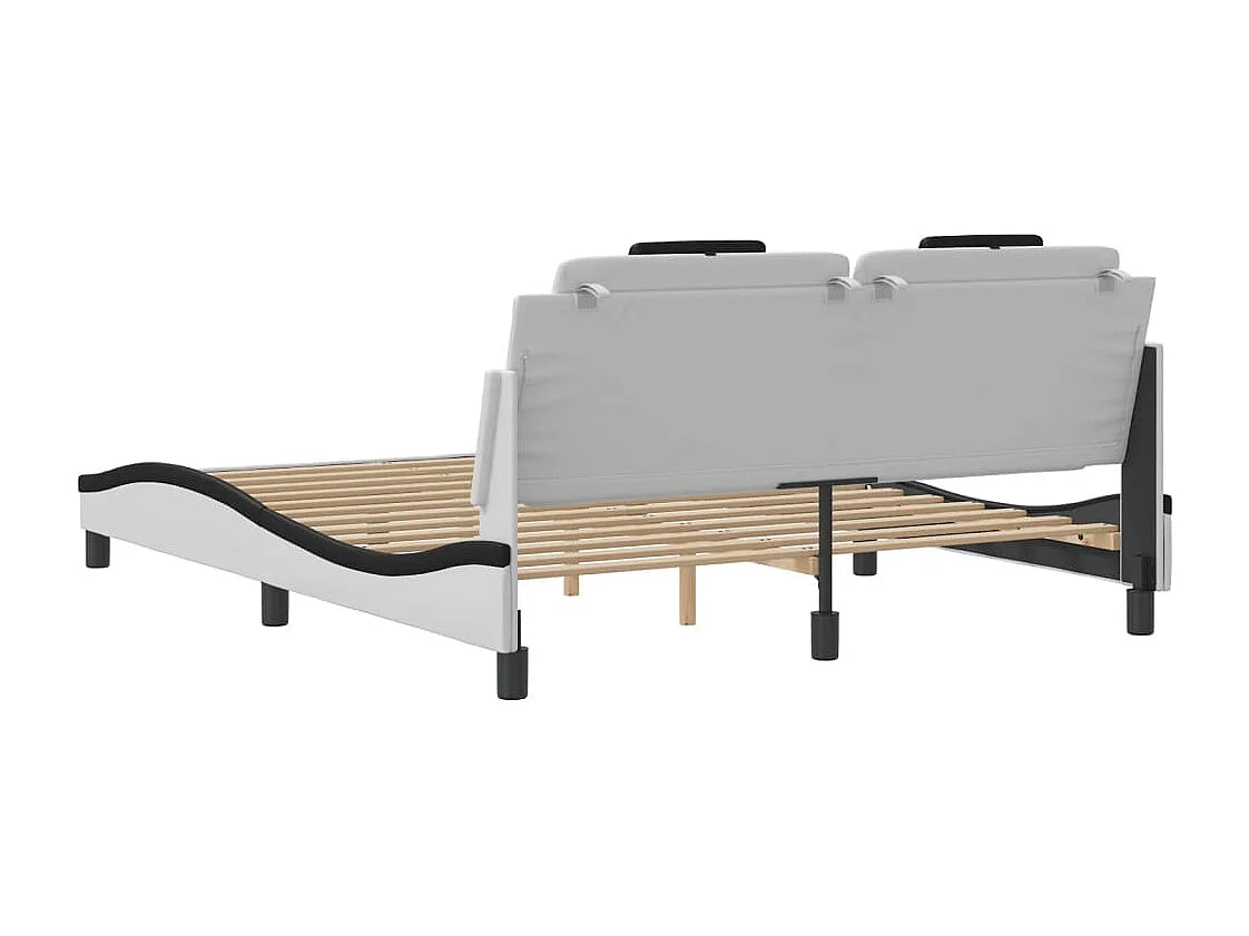 Cadre de lit Viana sans matelas blanc et noir 160x200 cm similicuir