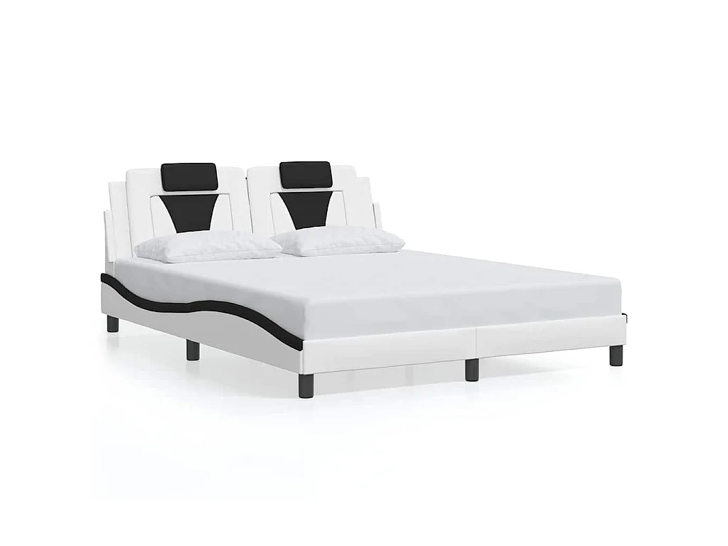 Giroletto Viana senza Materasso Nero e Bianco 160x200 cm in Similpelle