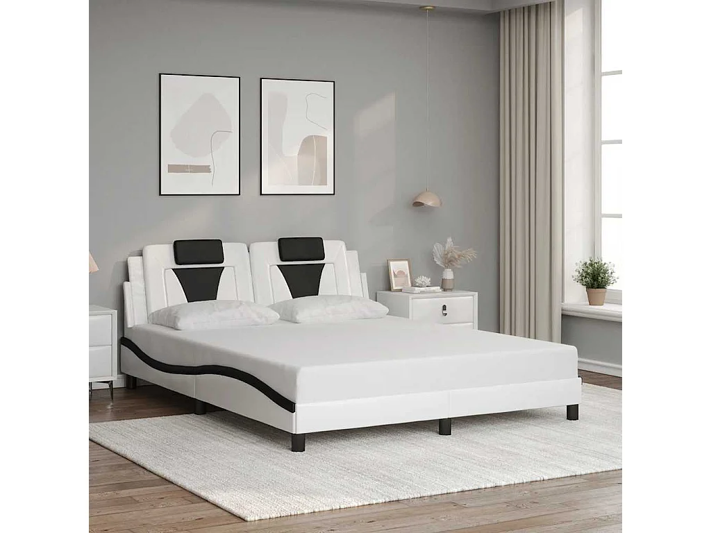 Giroletto Viana senza Materasso Nero e Bianco 160x200 cm in Similpelle