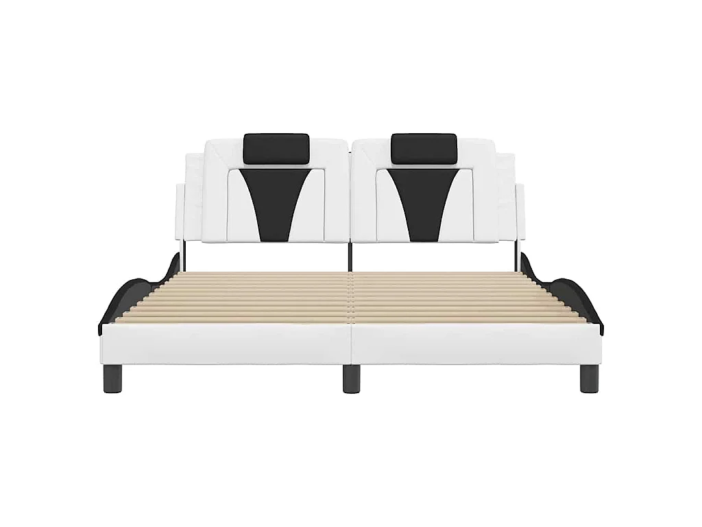 Cadre de lit Viana sans matelas blanc et noir 160x200 cm similicuir