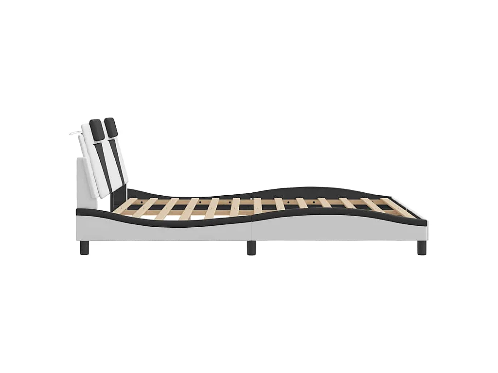 Cadre de lit Viana sans matelas blanc et noir 160x200 cm similicuir
