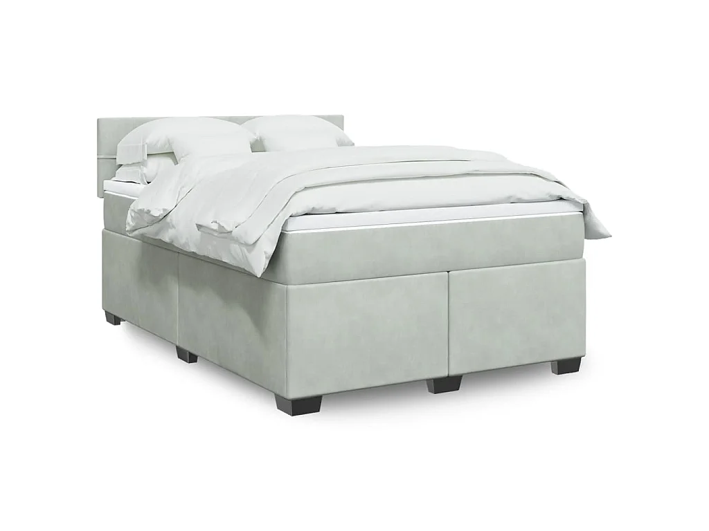Sommier à lattes de lit et matelas Gris clair 160x200cm Velours